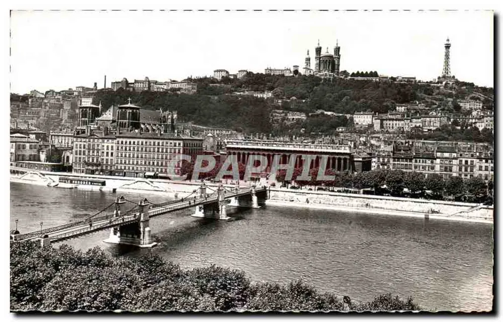 Lyon — O Ponte do Palácio de Justiça, sobre a Saône, e a Colina de Fourvière — Éditions du Cremiin-Néret - Frente