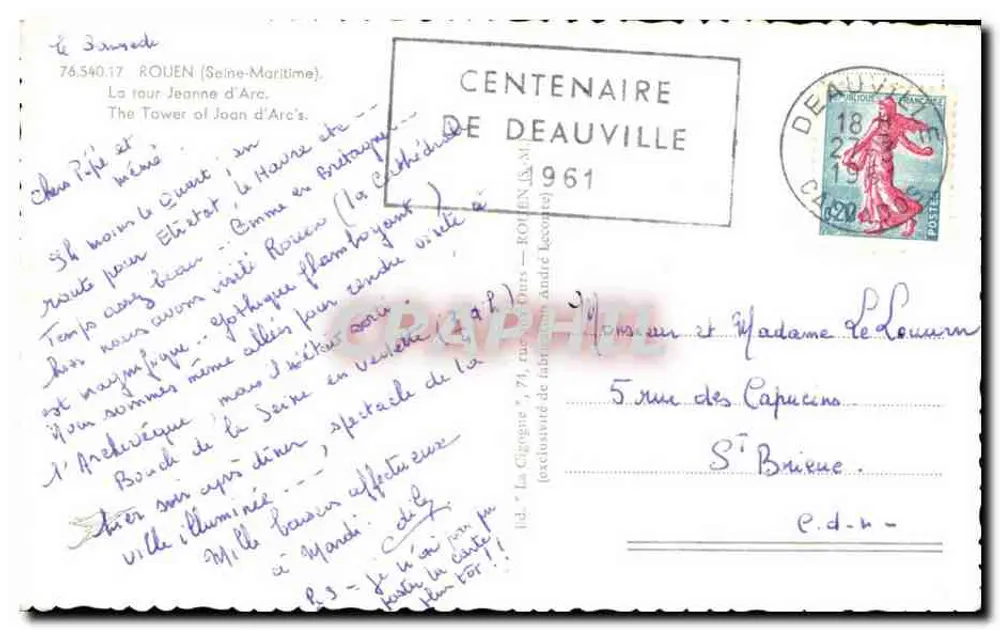 Die Storch — Turm Jeanne d'Arc — Verlag Die Storch, Nr. 76.540.17 - Rückseite