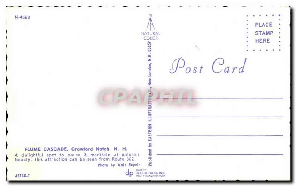 फ्लूम कैस्केड — क्राउफॉर्ड नॉच, एन.एच. — ईस्टर्न इल्लस्ट्रेथ एंड कं. - पीछे