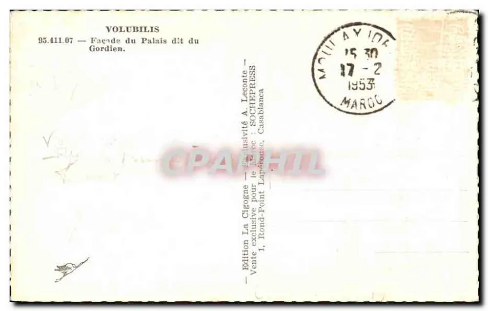 Ruinen von Volubilis — Fassade des Palastes, genannt der Gordian — Edition La Cigogne - Rückseite