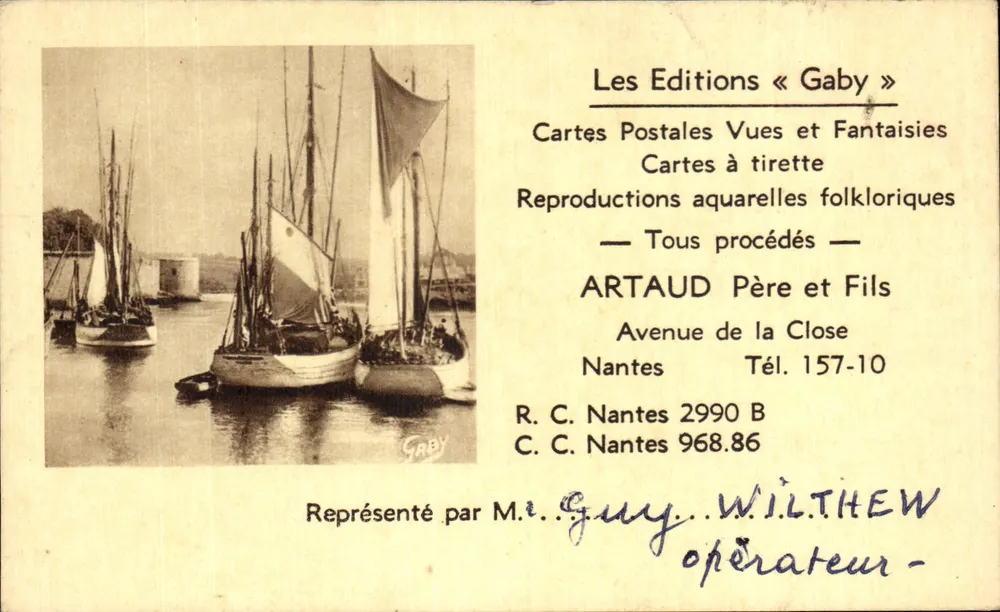 Segelschiffe — Hafen — Editionen « Gaby » — ARTAUD Père et Fils, Nantes - Vorderseite
