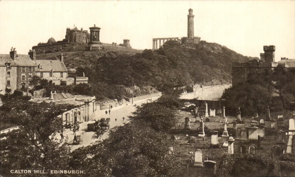 Calton Hill — panoramiczny widok z monumentami — The Milton Photogravure Series - Awers