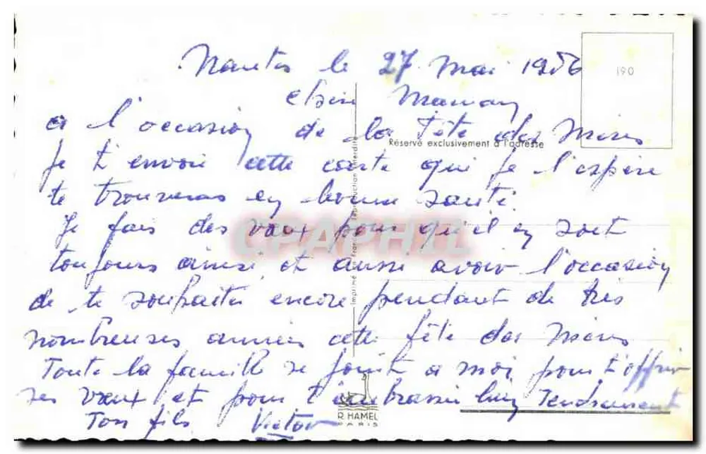 Frohe Geburtstagskarte für Mama — Blumengrußkarte — R. Hamel, Paris - Rückseite