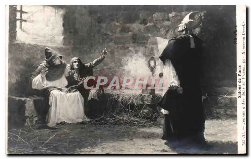 Jeanne d'Arc in ihrer Gefängnis — historische Szene — Salons de Paris, n° 702, von Rousseau-Decelle - Vorderseite