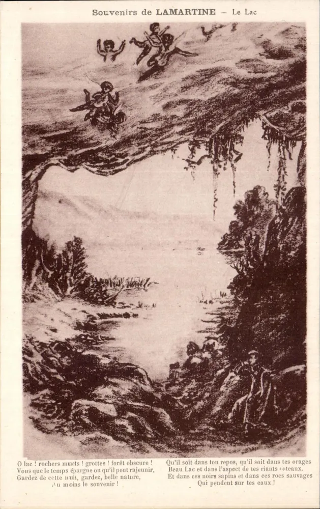 Souvenirs de Lamartine — O Lago — Editor: Ernest Prout, Mâcon - Frente