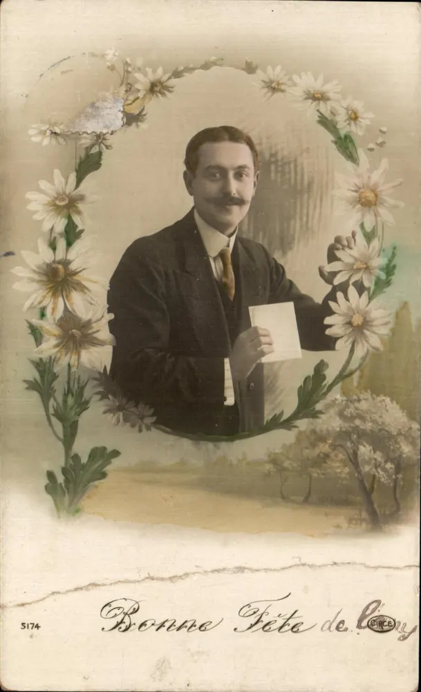 Mann im Anzug — gerahmtes Portrait von Margeriten — Éditeur CIRCEY, n° 5174 - Vorderseite