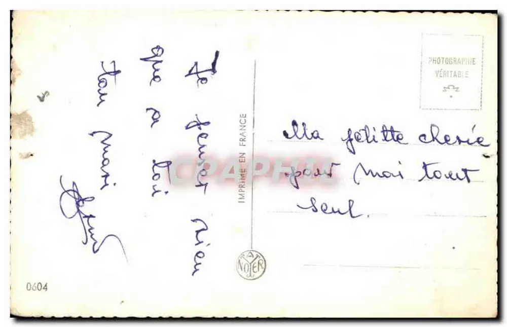 Amour — scène de couple militaire — Imprimerie Noëter, n° 0604 - Rückseite