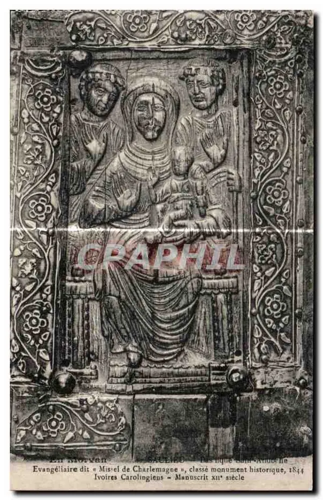 Evangelistarium genannt « Misel de Charlemagne » — karolingische Elfenbeine, als historisches Denkmal klassifiziert, 1844 — Verleger: SAULIÉU - Vorderseite