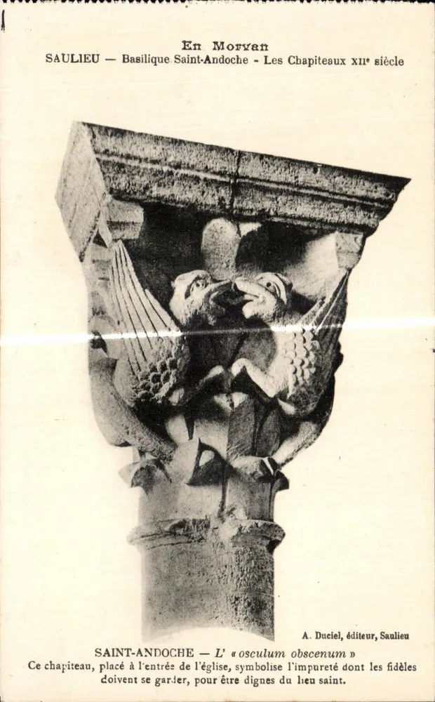 Saulieu — Basilika Saint-Andoche — Kapitell aus dem 12. Jahrhundert - Vorderseite