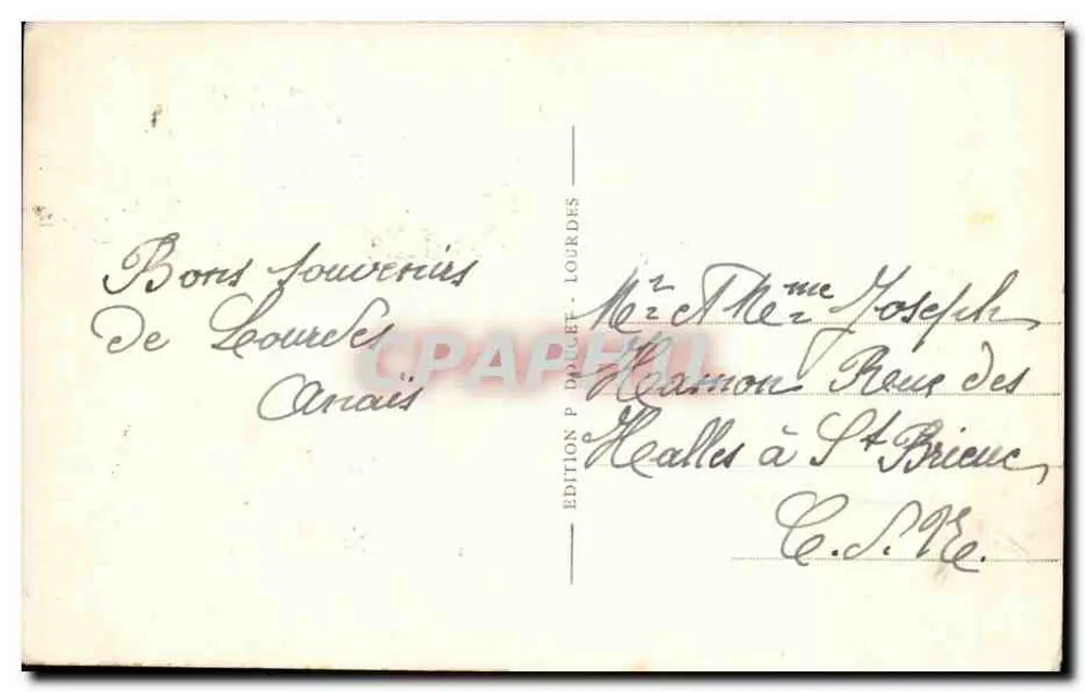 Bartrès — Bernadette foi pastora antes das aparições — Edição P. Doucet, Lourdes, n°9 - Verso