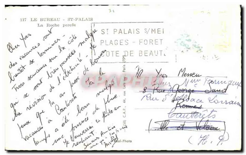 La Roche percée — Saint-Palais-sur-Mer — C.A.P. Photo - Verso