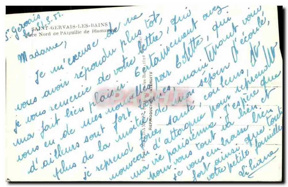 Ansicht der Nordseite der Blomasse-Nadel — Saint-Gervais-les-Bains — Verlag Matéo - Rückseite