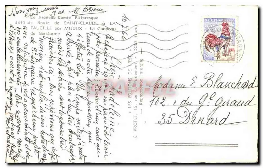 Ansicht der Straße von Saint-Claude nach La Faucille — Éditions de l'Est, Nr. 3315 bis - Rückseite