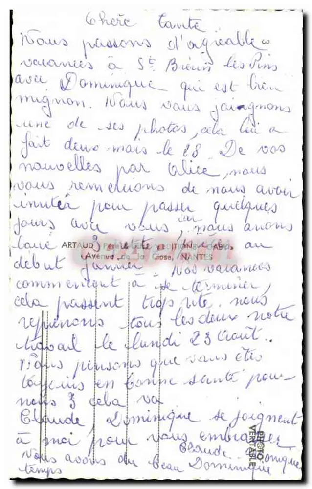 Saint-Brévin-l'Œtan — Lembrete de Saint-Brévin-l'Œtan — Editora: Artaud, Nantes - Verso