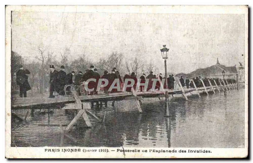 Paris überschwemmt (Januar 1910) — Brücke der Esplanade des Invaliden - Vorderseite