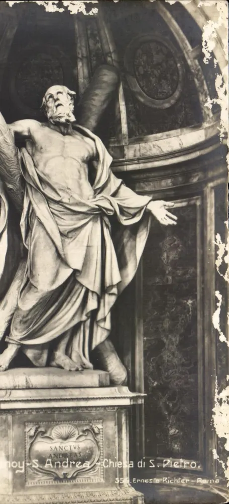 Saint André — statue dans la basilique Saint-Pierre — Ernesto Richter, Roma, n° 356 - Frente