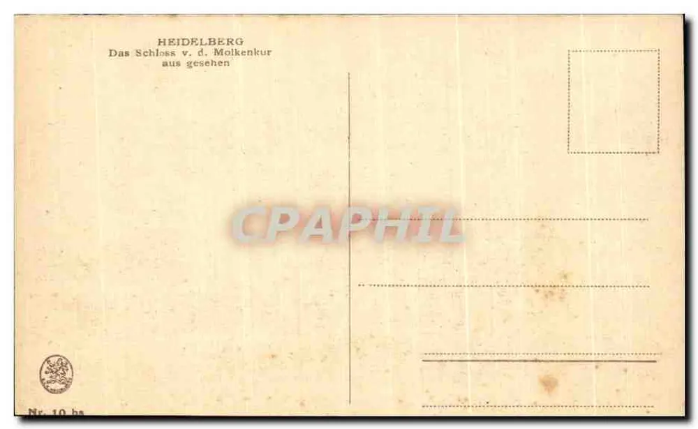 Heidelberg — Ansicht des Schlosses von der Molkenkur — Verlag Heidelberg, Nr. 10 ha - Rückseite