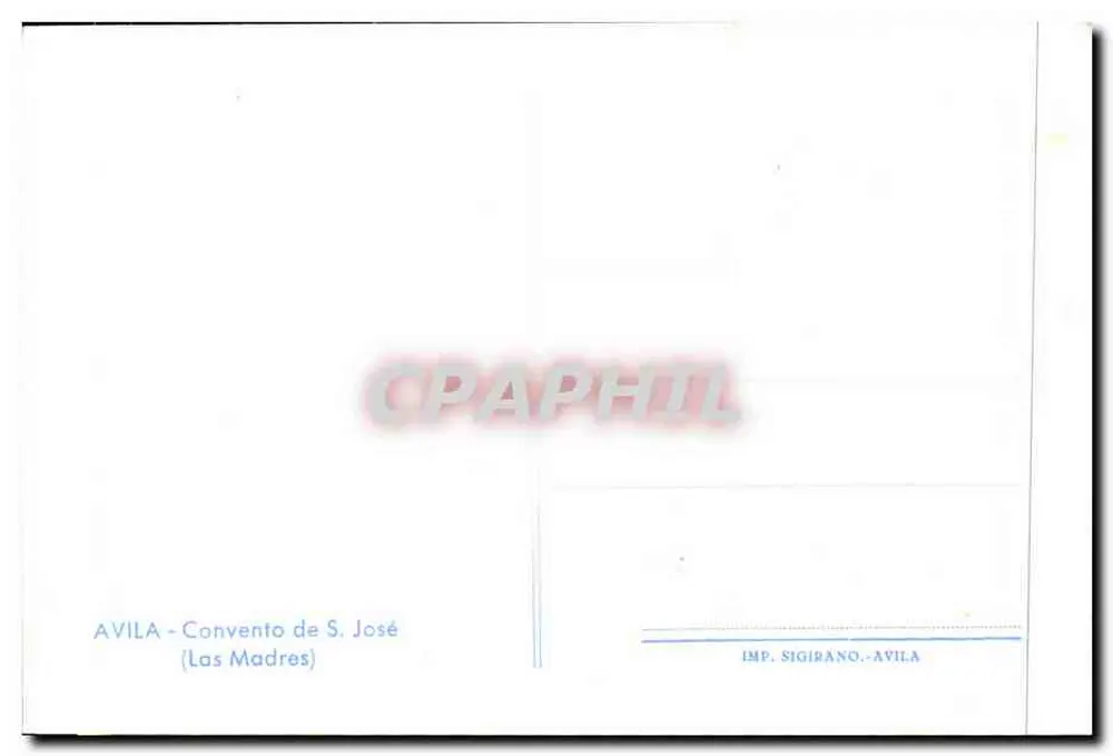 Ávila - Convento de S. José (Las Madres) — IMP. SIGIRANO - AVILA - Verso