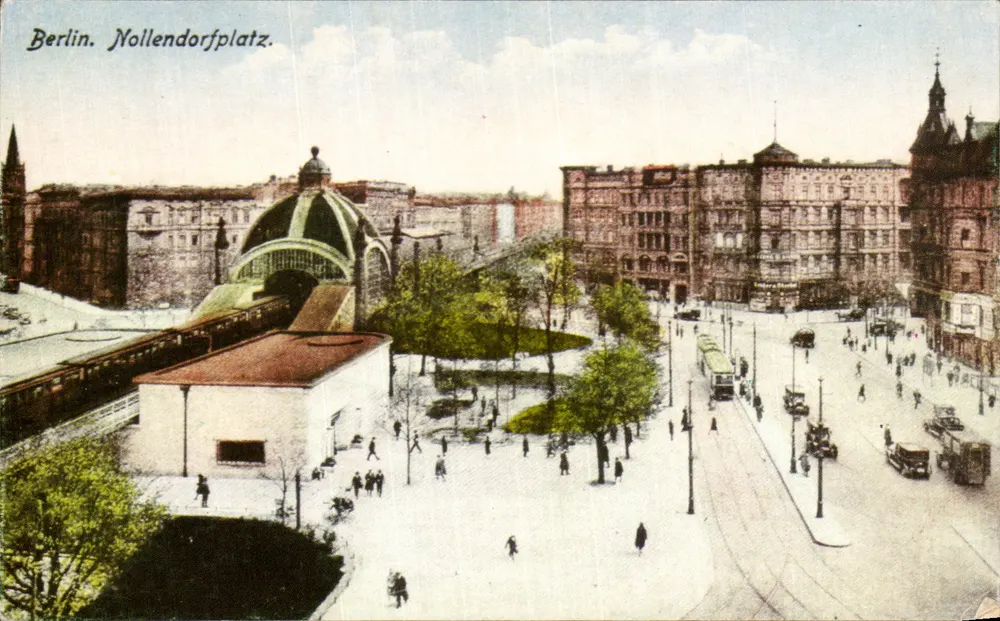 Berlim. Nollendorfplatz — vista panorâmica com estação de trem e praça — editor Andres & Co. n°15 - Frente