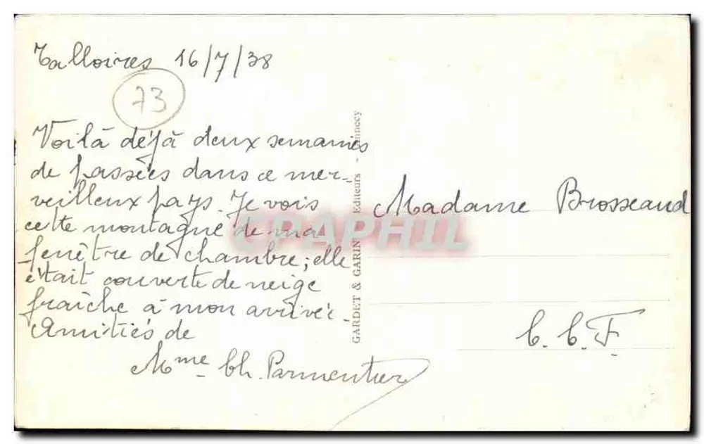 Der Tournette-Massiv — 2357 m — Umgebung von Annecy — Verlag GIL, Nr. 1203 - Rückseite