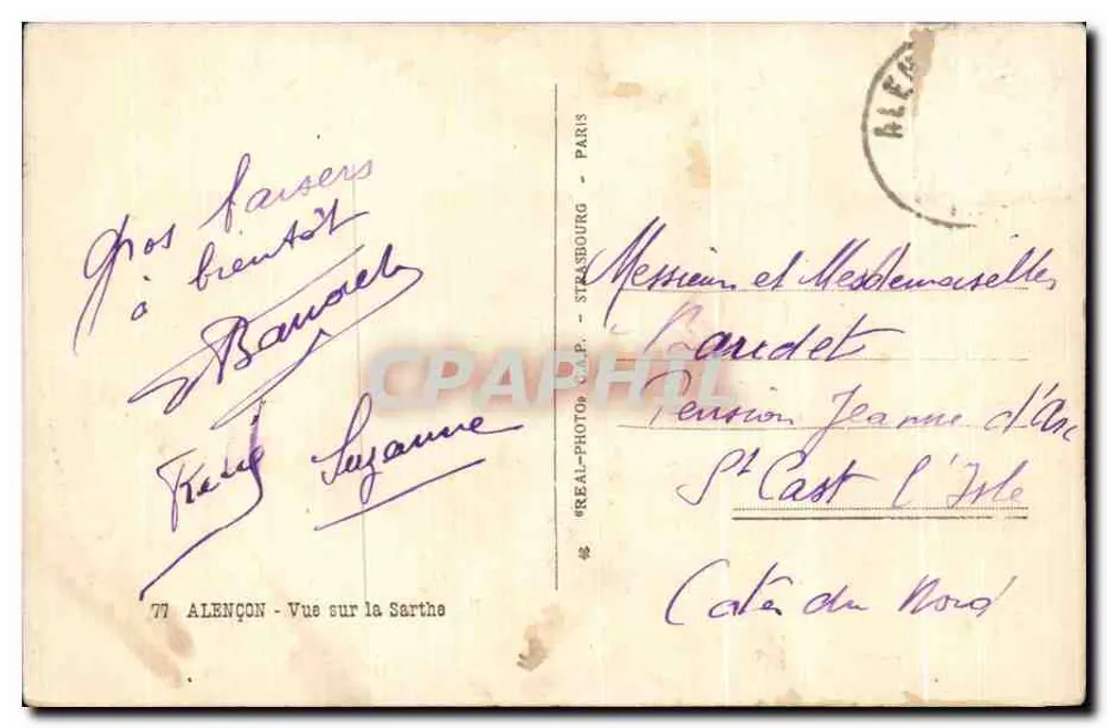 Alençon — Vista sobre a Sarthe — REAL-PHOTO - PARIS - Verso