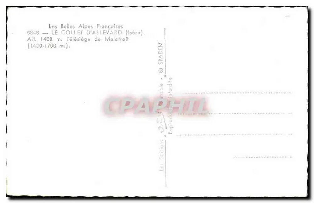 Ski am Collet d'Alleyard — Telelifte Malatrait — Éditions SPADEM - Rückseite
