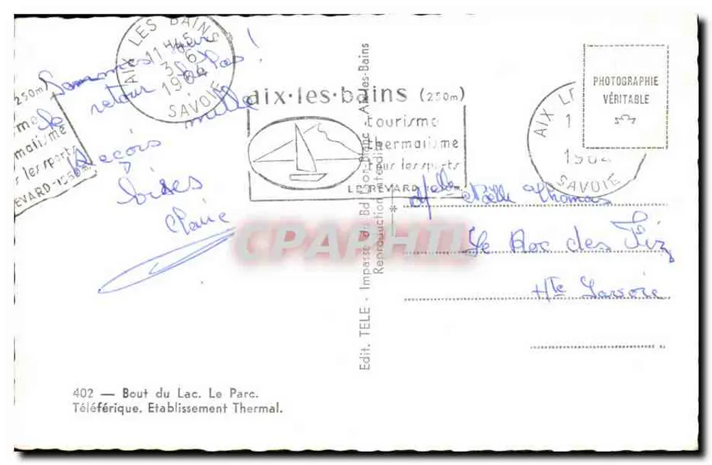 Aix-les-Bains — Erinnerung an Aix-les-Bains — Verlag TELE - Rückseite
