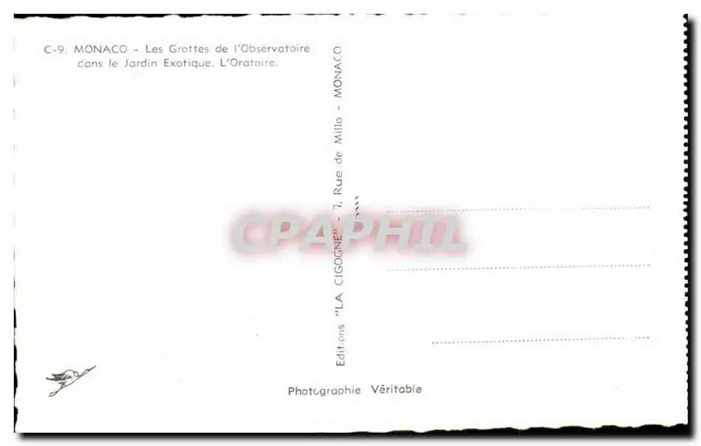As Grutas do Observatório — Mônaco — Edições 'LA CIGOGNE' — C-9 - Verso