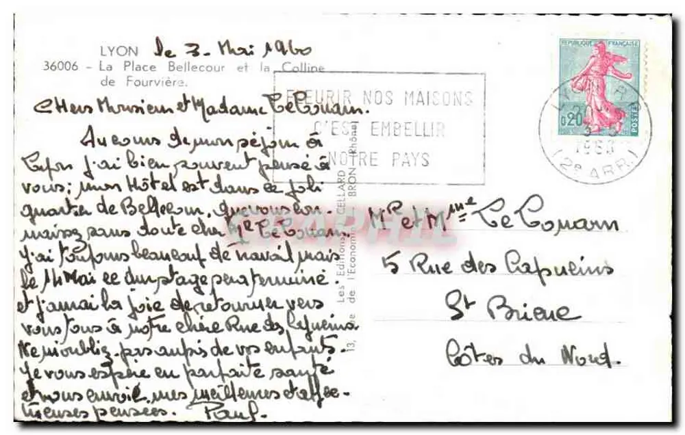 Place Bellecour — Lyon — Verlag Les Éditions Cellard, Nr. 36006 - Rückseite