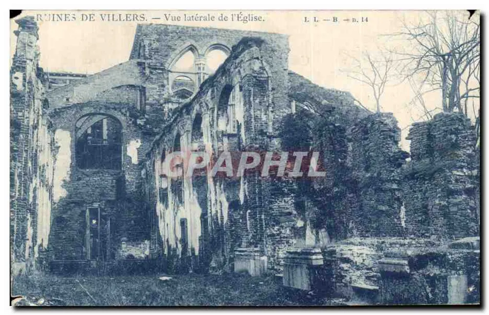 Ruinen von Villers — Seitenansicht der Kirche — L.L.-B. n.14 - Vorderseite