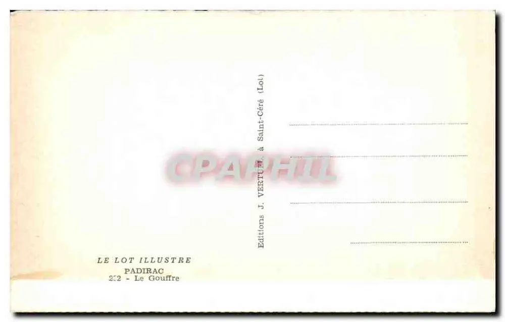 O Gouffre de Padirac — Saint-Céré (Lot) — Edições J. Vertu - Verso