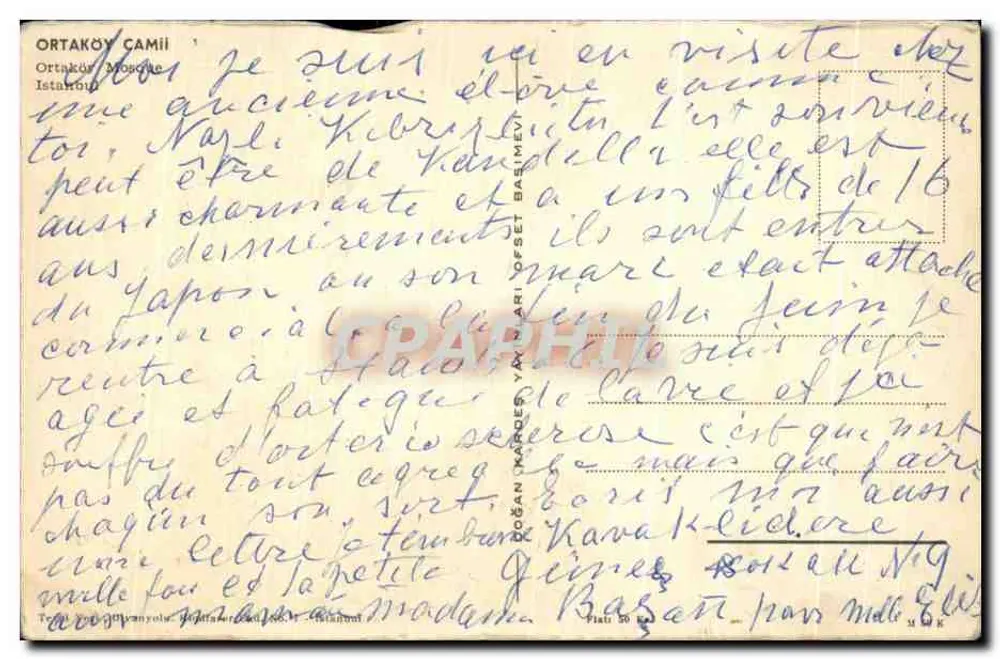 Moschee von Ortaköy — Istanbul — Verlag: BOGAN (Nr. 50) - Rückseite