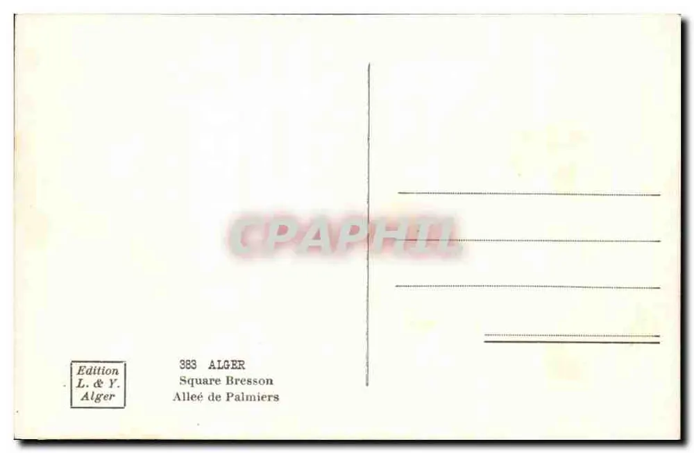 Argel — Avenida dos Palmeiros — Edição L. & Y. Alger - Verso