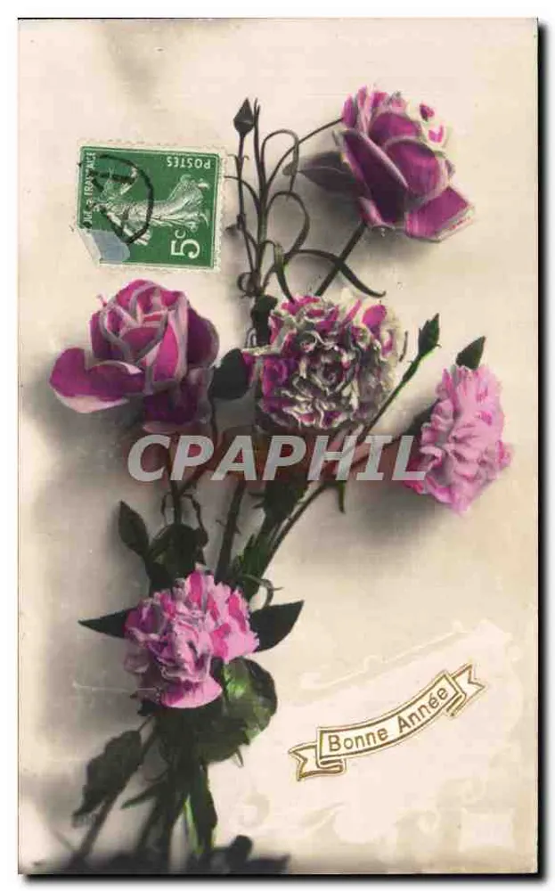Rosengarten und Gänseblümchen — Frohe Neujahr — Mark J.G. Paris - Vorderseite