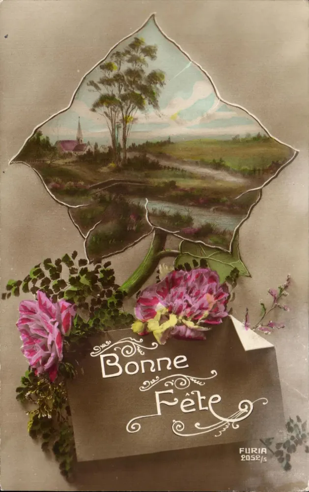 Ländlicher Landschaft mit Kirche — 'Bonne Fête' — Furia 2052/5 - Vorderseite