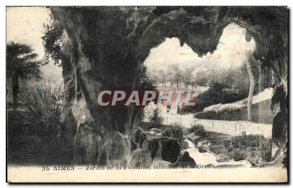 Nîmes — Garten der Fontaine, Innenraum der Höhle — A. R. n°35 - Vorderseite