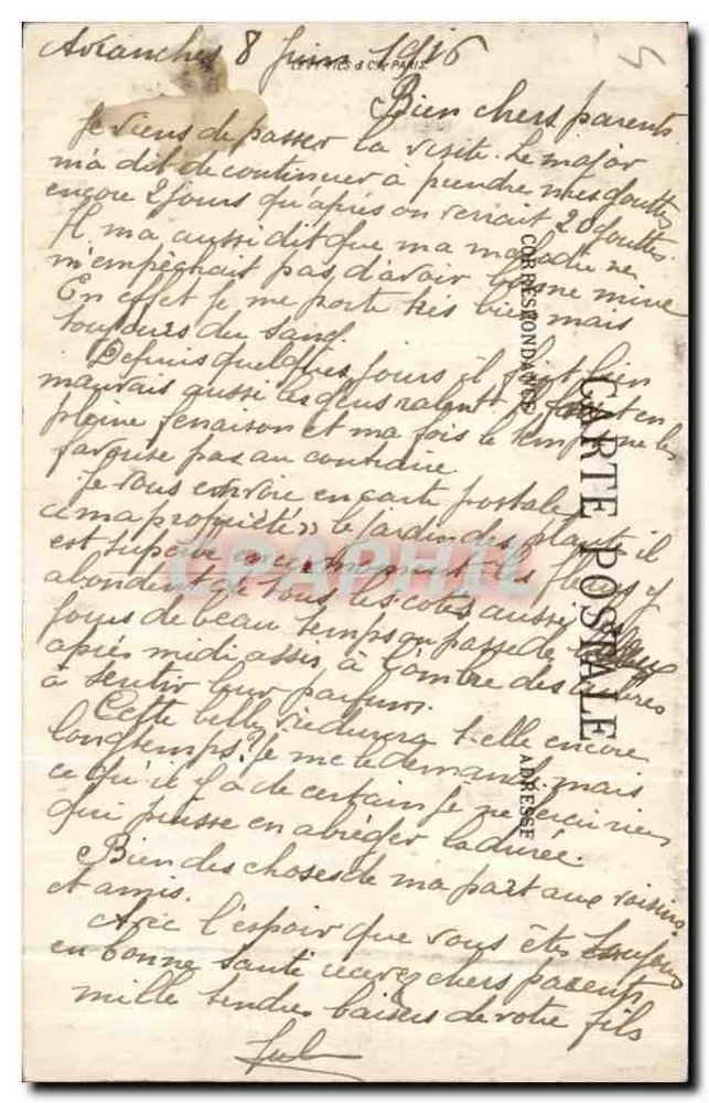 Avranches — O Jardim das Plantas — LL. n°84 - Verso