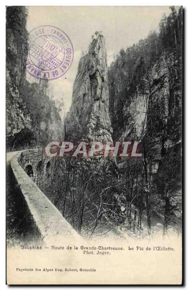 Dauphiné — Route de la Grande-Chartreuse. Der Gipfel des Éillette — Foto. Jager, Papeterie des Alpes Eug. Robert, Grenoble - Vorderseite