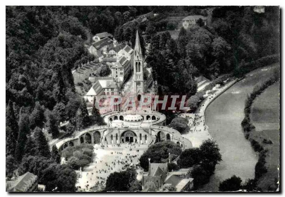 Lourdes (Hautes-Pyrénées) — Luftbild der Basilika und des Gave — Macop Editions - Vorderseite