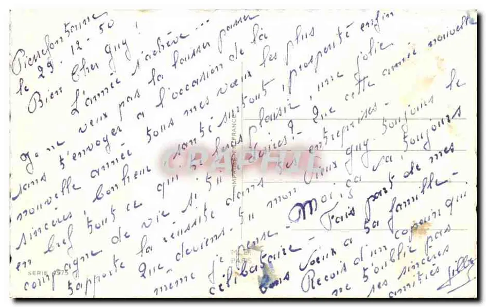 Zwei Hirsche in einem winterlichen Landschaftsbild — verschneite Hütte im Hintergrund — Verlag JoB - Rückseite