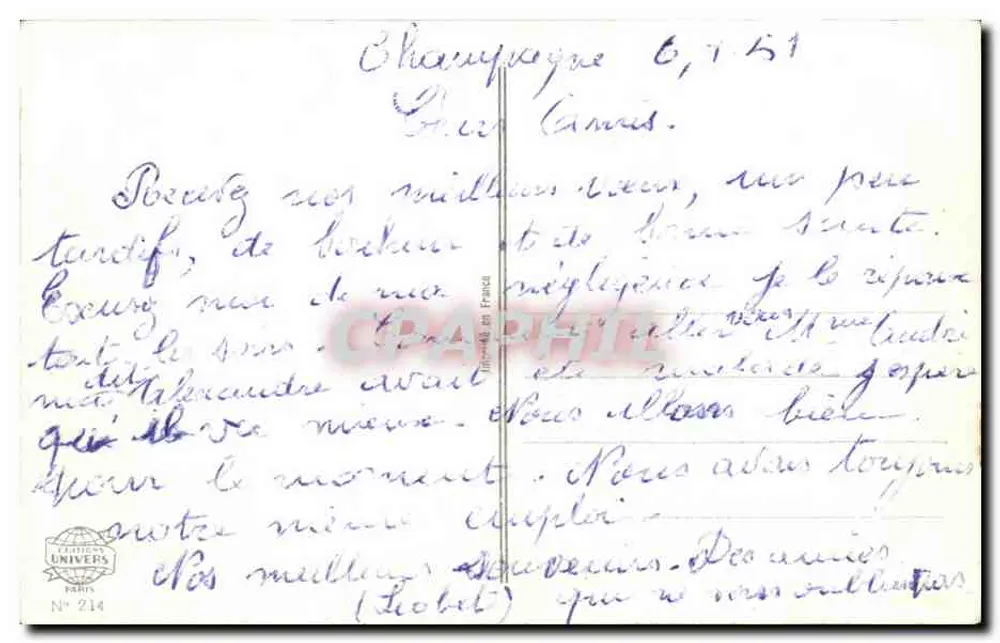 Offenes Buch — Winterlandschaft mit Chalet und Kirche — Éditeurs Univers Paris N° 214 - Rückseite