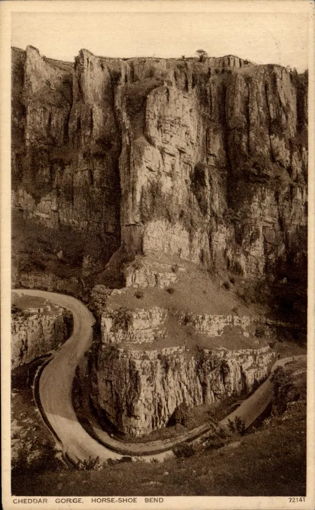 Cheddar Gorge, Zagięcie w kształcie klucza — Photochrom Co. Ltd. n°72141 - Awers