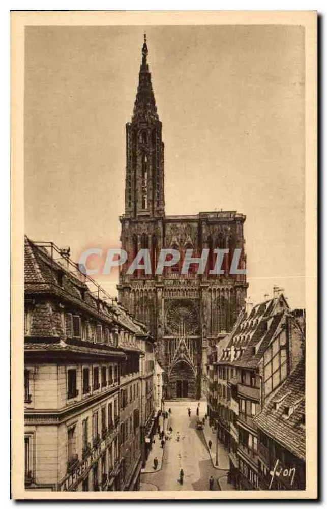 Straßburg (Bas-Rhin) — Die Kathedrale aus der Rue Mercière — Éditions d'Art YVON, Paris - Vorderseite