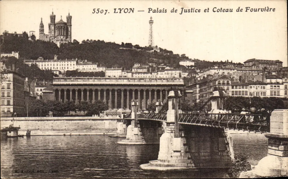 LYON — Palais de Justice et Coteau de Fourvière — R. André, édit., Lyon, n° 5507 - Recto