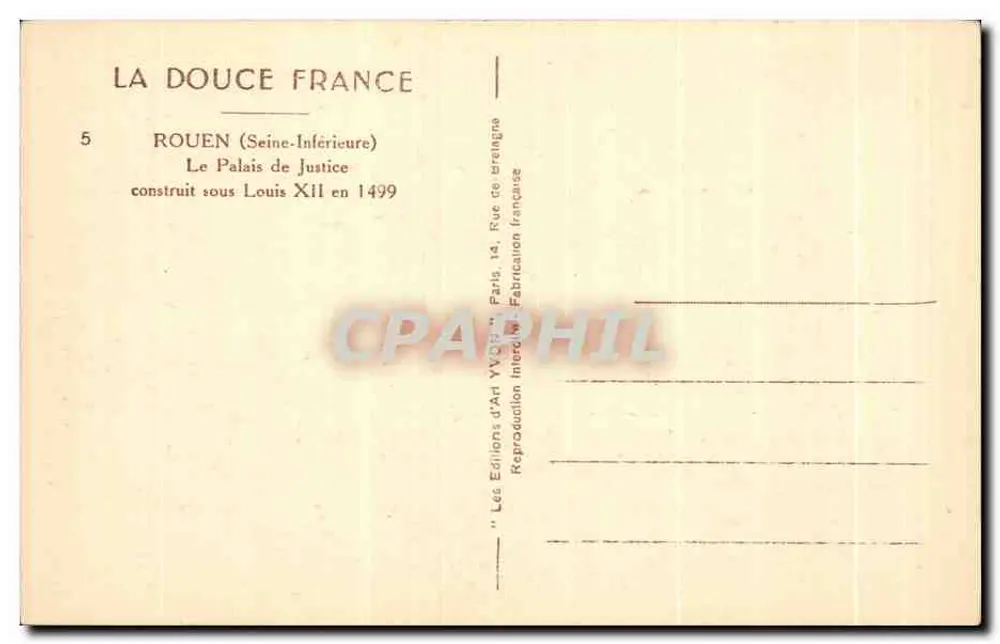 Rouen — Palast der Gerechtigkeit — Les Éditions d'Art Yvon - Rückseite