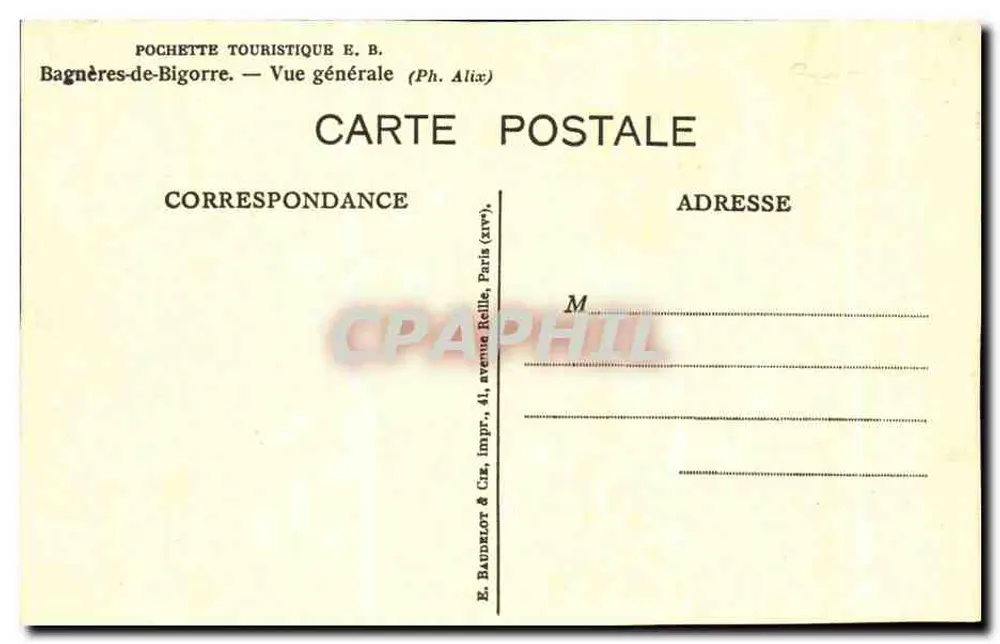 Bagnères-de-Bigorre — Vista geral — E. Baudelot & Cie, Paris - Verso
