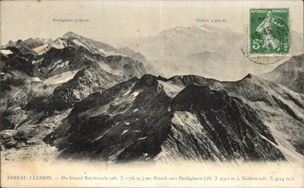Arreau-Luchon — Ansicht der Berge Grand Batchimale, Pétard, Perdighero und Néthou — Verlag C. G. Ledormeur - Vorderseite