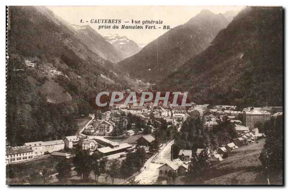 Cauterets — Vista geral tirada do Mamelen Vert — Bloc Frères, Bardeaux - Frente