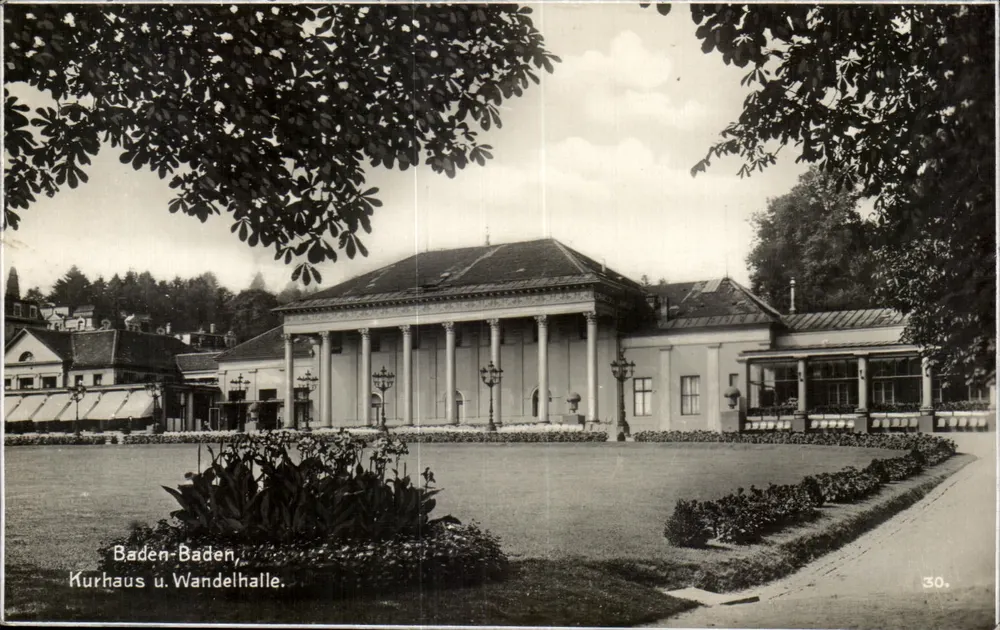 Baden-Baden — Kurhaus und Wandelhalle — Verlag Trinks & Co., H. Lappe, Gera - Vorderseite