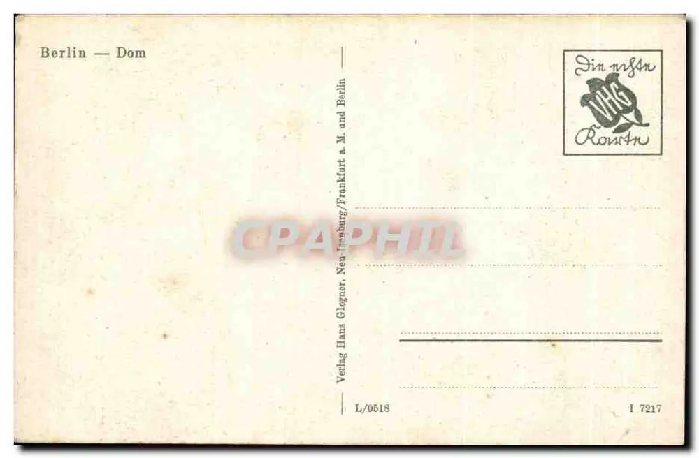 Berlim — Catedral — Vering Hans Glagner, Neubruck/Frankfurt a.M. und Berlin - Verso